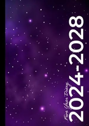 5 Year Diary 2024-2028 | A4 Galaxy Stars: Month to View Planner with UK Holidays, Moon Phases, Birthdays & Celebrations, Contacts, Passwords (Five Years)