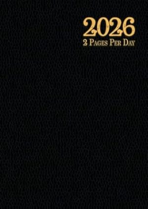 2 Pages Per Day Diary 2026 A4 black cover.: Two Full Pages for each day of the week with Bank Holidays, Plus Sections for birthdays and key events, ... and Customer Contact Details.paperback.