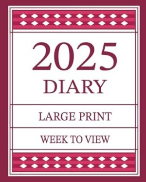 Large Print Diary 2025 Week to View Red